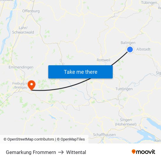 Gemarkung Frommern to Wittental map