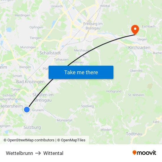 Wettelbrunn to Wittental map