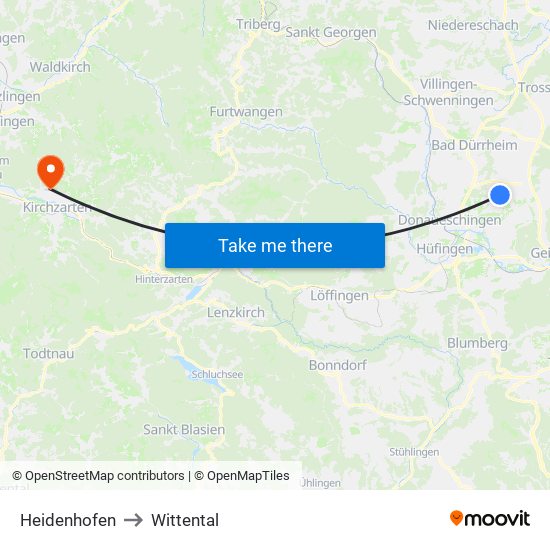 Heidenhofen to Wittental map