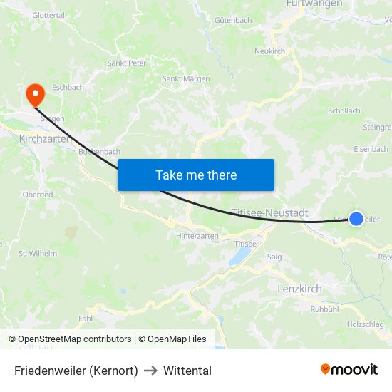 Friedenweiler (Kernort) to Wittental map