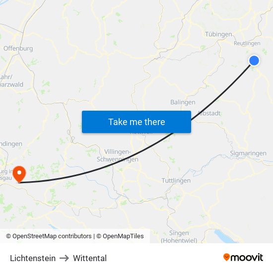 Lichtenstein to Wittental map