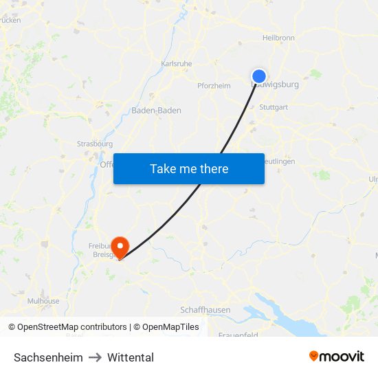 Sachsenheim to Wittental map