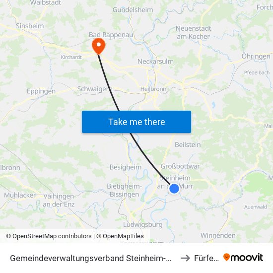 Gemeindeverwaltungsverband Steinheim-Murr to Fürfeld map