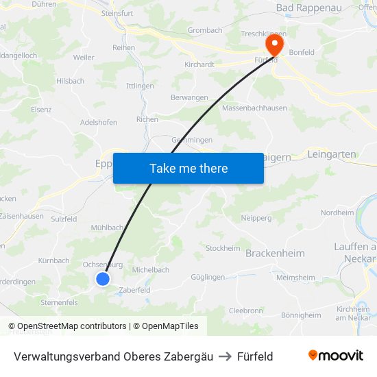 Verwaltungsverband Oberes Zabergäu to Fürfeld map