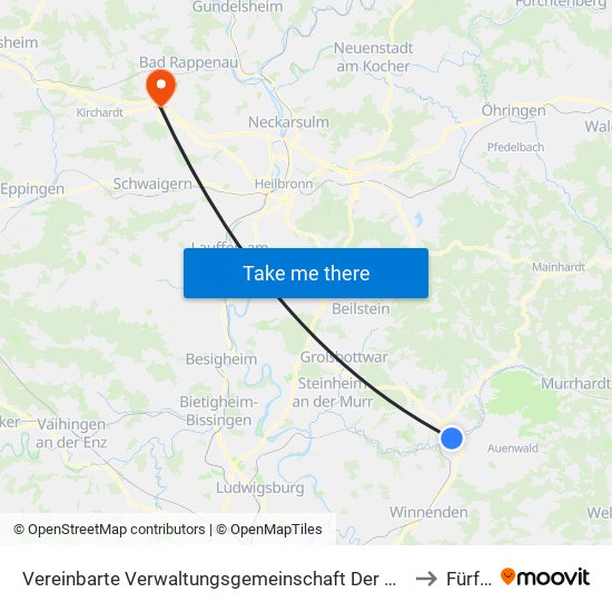 Vereinbarte Verwaltungsgemeinschaft Der Stadt Backnang to Fürfeld map