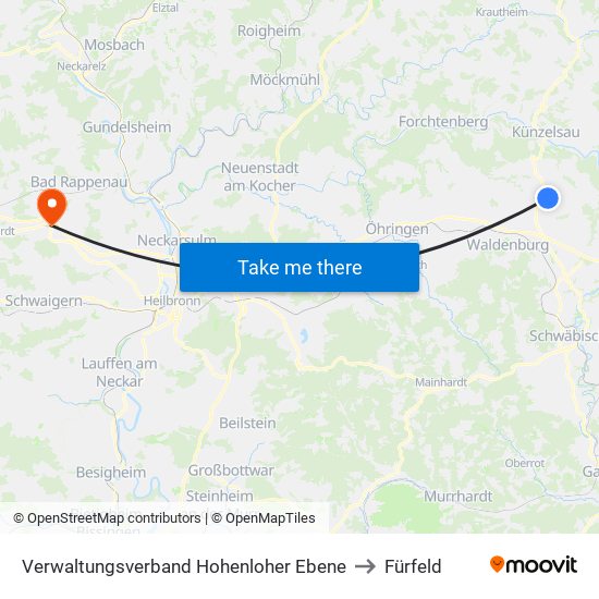Verwaltungsverband Hohenloher Ebene to Fürfeld map
