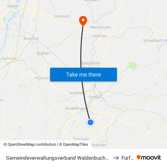 Gemeindeverwaltungsverband Waldenbuch/Steinenbronn to Fürfeld map
