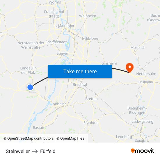 Steinweiler to Fürfeld map