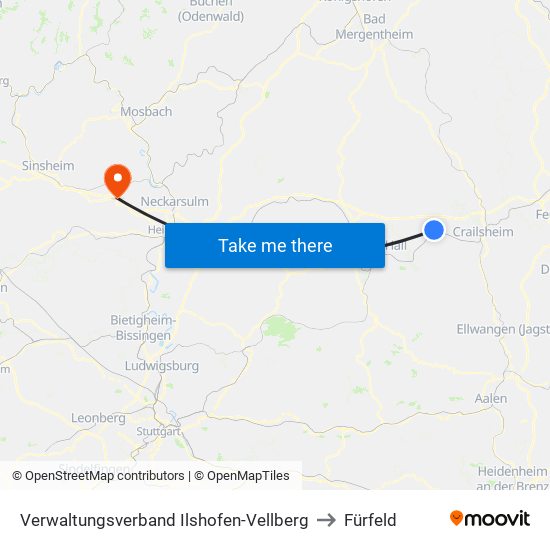 Verwaltungsverband Ilshofen-Vellberg to Fürfeld map