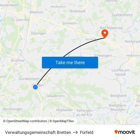 Verwaltungsgemeinschaft Bretten to Fürfeld map