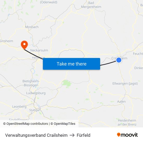 Verwaltungsverband Crailsheim to Fürfeld map