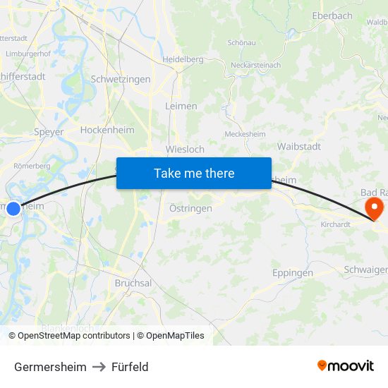 Germersheim to Fürfeld map