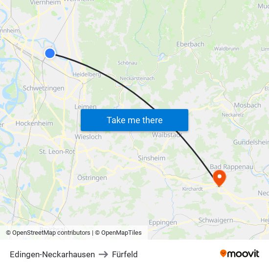 Edingen-Neckarhausen to Fürfeld map