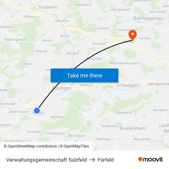 Verwaltungsgemeinschaft Sulzfeld to Fürfeld map