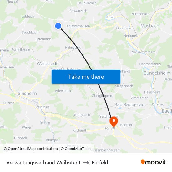 Verwaltungsverband Waibstadt to Fürfeld map