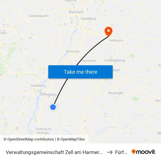 Verwaltungsgemeinschaft Zell am Harmersbach to Fürfeld map