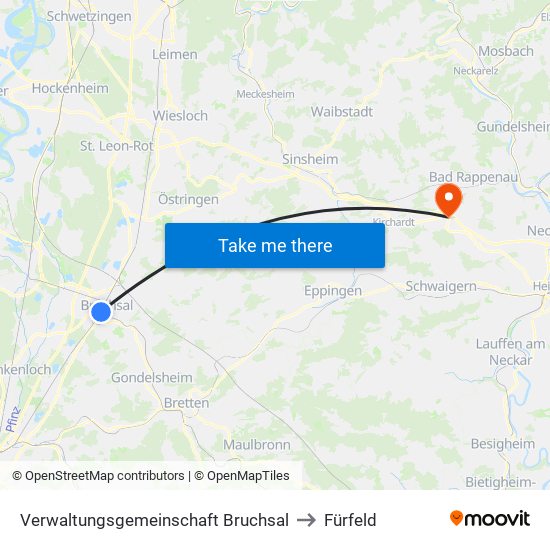 Verwaltungsgemeinschaft Bruchsal to Fürfeld map