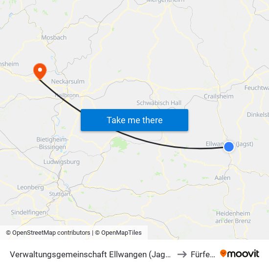 Verwaltungsgemeinschaft Ellwangen (Jagst) to Fürfeld map