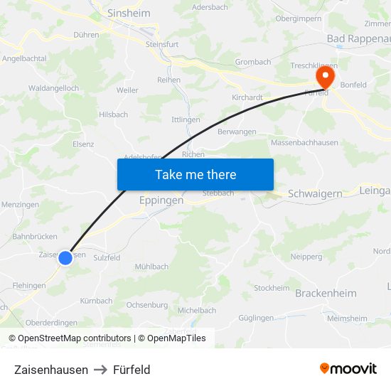 Zaisenhausen to Fürfeld map