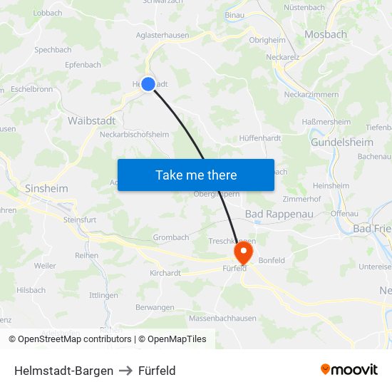 Helmstadt-Bargen to Fürfeld map