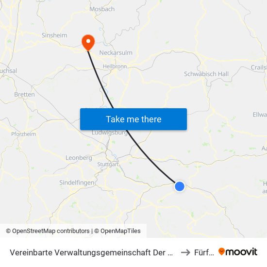 Vereinbarte Verwaltungsgemeinschaft Der Stadt Uhingen to Fürfeld map