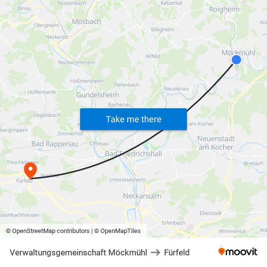 Verwaltungsgemeinschaft Möckmühl to Fürfeld map