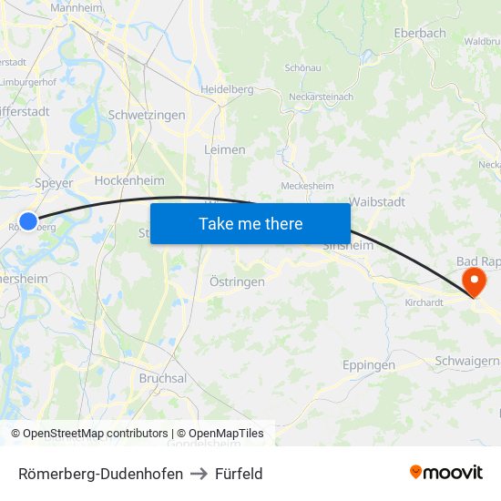 Römerberg-Dudenhofen to Fürfeld map