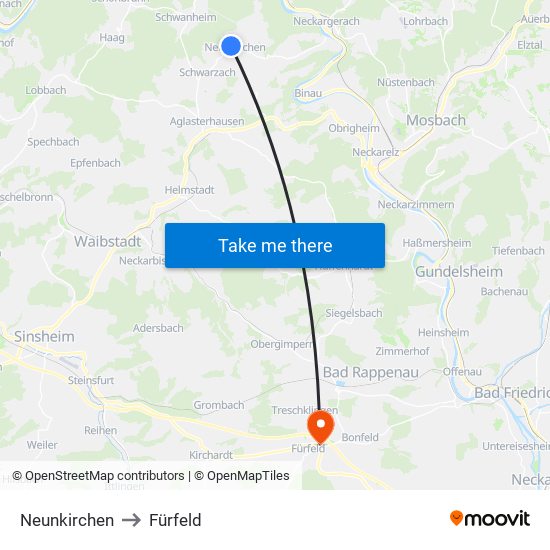 Neunkirchen to Fürfeld map