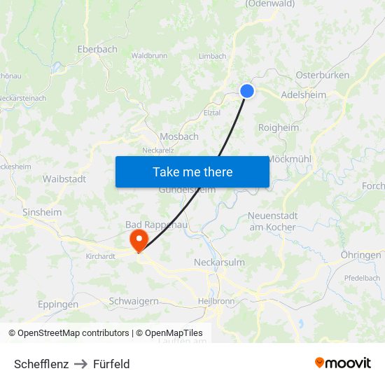 Schefflenz to Fürfeld map
