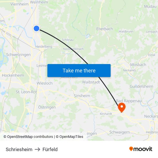 Schriesheim to Fürfeld map