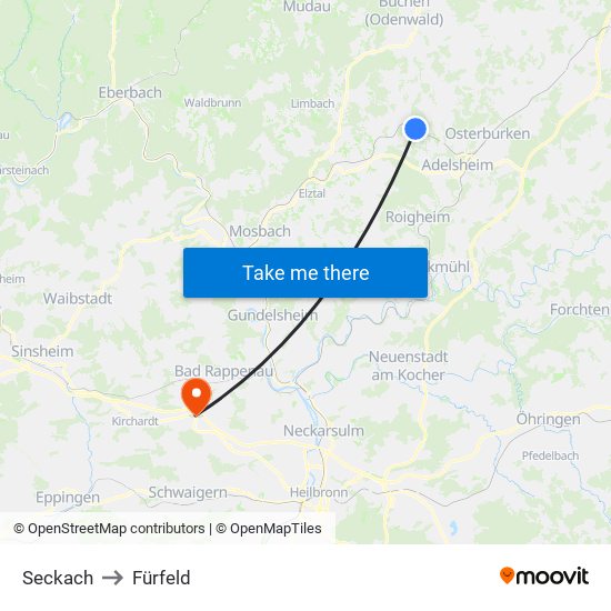 Seckach to Fürfeld map