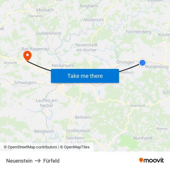 Neuenstein to Fürfeld map