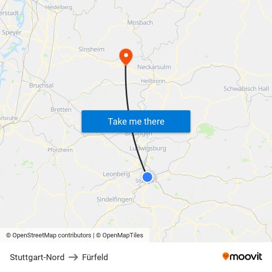 Stuttgart-Nord to Fürfeld map