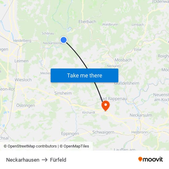 Neckarhausen to Fürfeld map