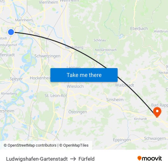 Ludwigshafen-Gartenstadt to Fürfeld map