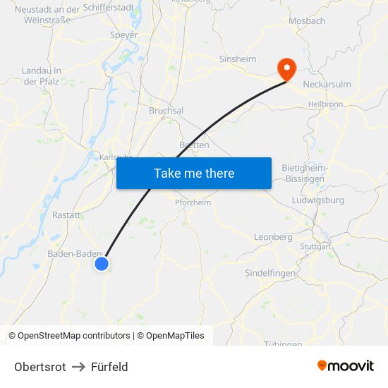 Obertsrot to Fürfeld map