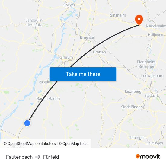 Fautenbach to Fürfeld map