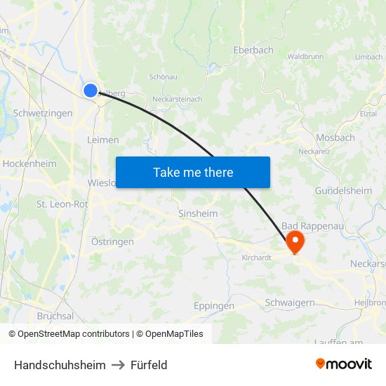 Handschuhsheim to Fürfeld map