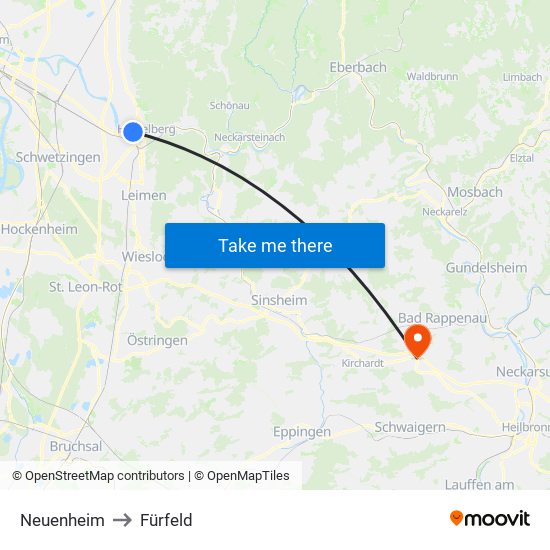 Neuenheim to Fürfeld map