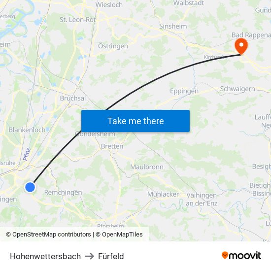 Hohenwettersbach to Fürfeld map