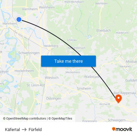 Käfertal to Fürfeld map