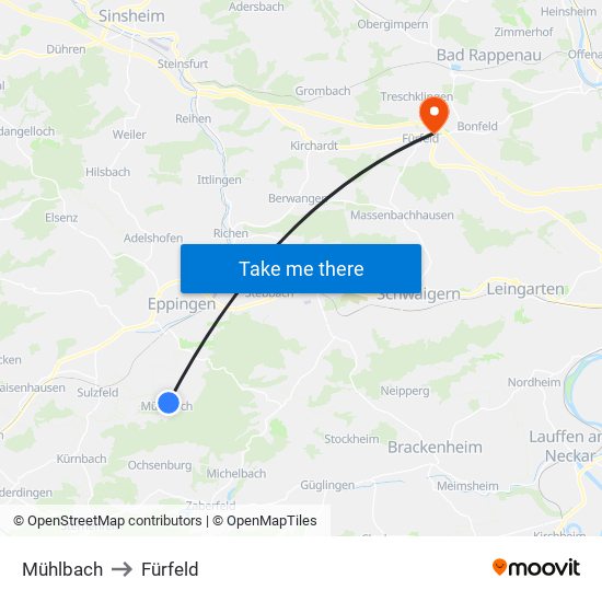 Mühlbach to Fürfeld map