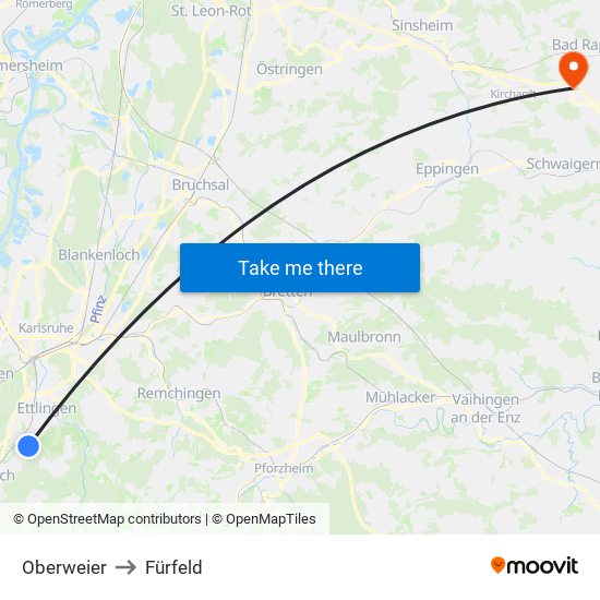 Oberweier to Fürfeld map