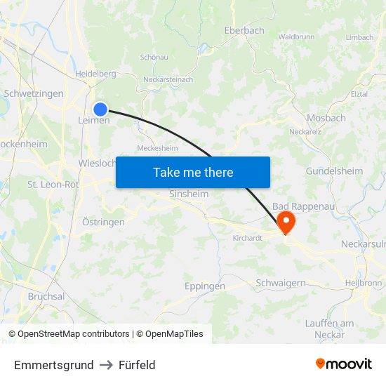 Emmertsgrund to Fürfeld map