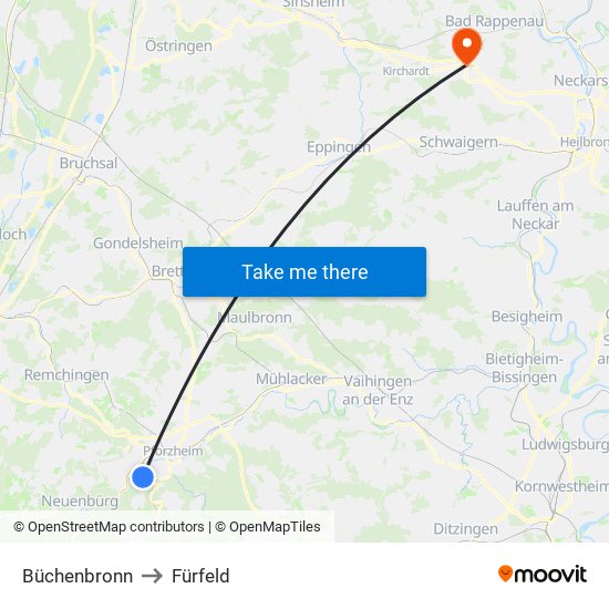 Büchenbronn to Fürfeld map