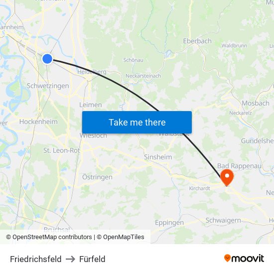 Friedrichsfeld to Fürfeld map