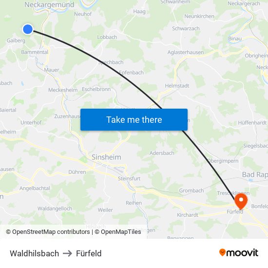 Waldhilsbach to Fürfeld map