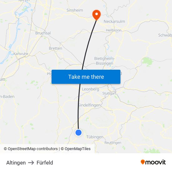 Altingen to Fürfeld map