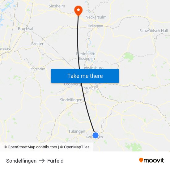 Sondelfingen to Fürfeld map