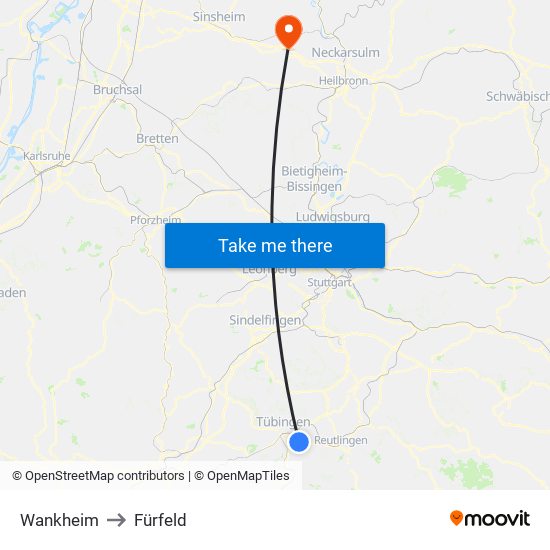Wankheim to Fürfeld map